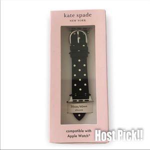 NIB Kate Spade New York black polka dot silicone 38mm/40mm band for Apple Watch®